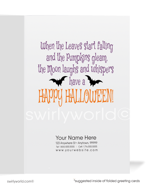 Funny Pumpkin Scarecrow with Black Cat Printed Halloween Greeting Card for Customers 