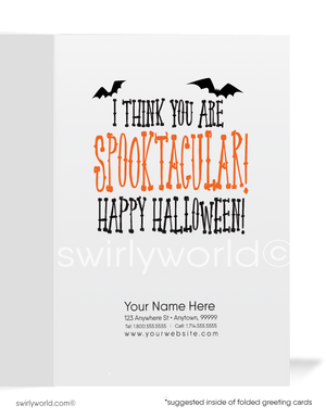 Funny Skeleton and Pumpkins Humorous Business Printed Halloween Cards for Customers