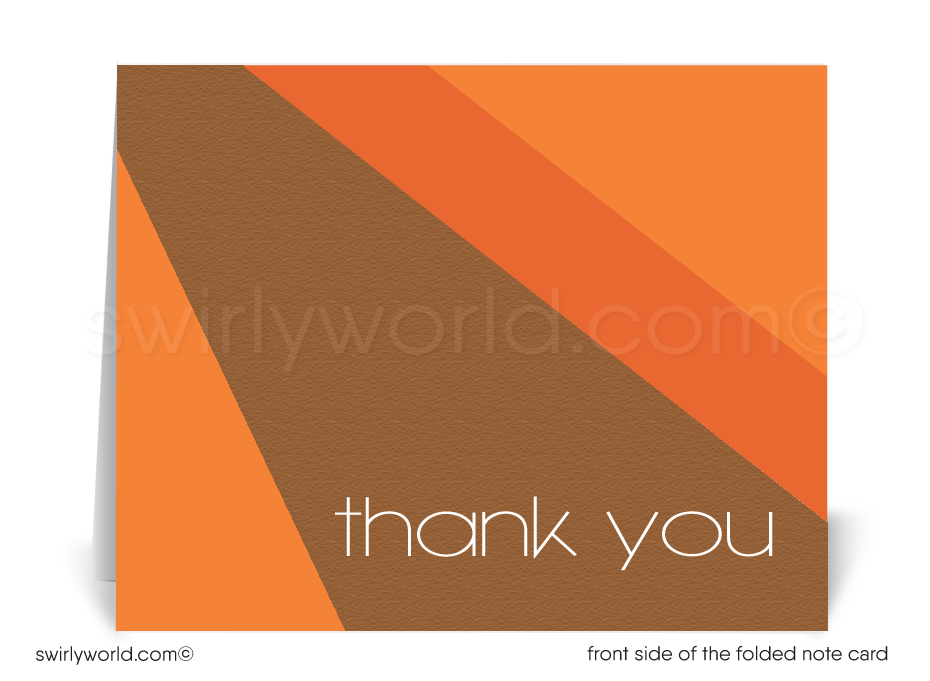 Retro Mid-Century Modern Style Orange Thank You Note Cards