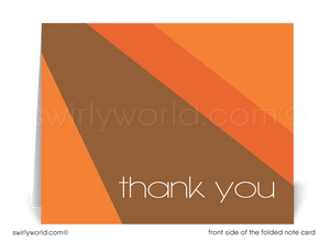 Retro Mid-Century Modern Style Orange Thank You Note Cards