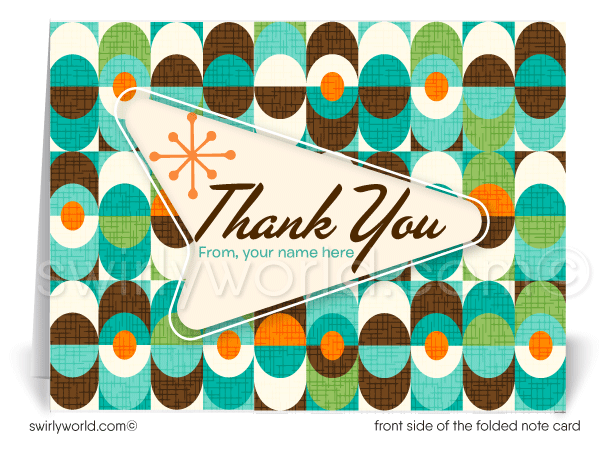 Retro Atomic Mid-Century Modern Design Thank You Note Cards for Realtors, Architects, Designers.