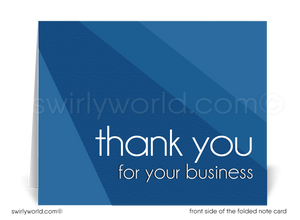 Retro Modern Style Navy Blue Thank You Note Cards