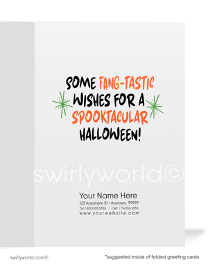 Vintage Halloween Card – 1940s Witch, Ghosts & Cauldron | Retro Greeting Cards