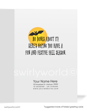 1950's-1960's Vintage Skeleton Ghost and Black Cat Mid-Century Halloween Greeting Card