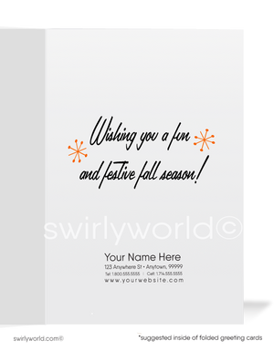 Vintage 1950s Jack-o'-Lanterns and Happy Halloween Sign Greeting Card