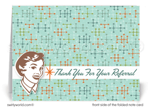Retro Mid-Century Modern Thank You For Your Referrals Marketing For Women Realtors
