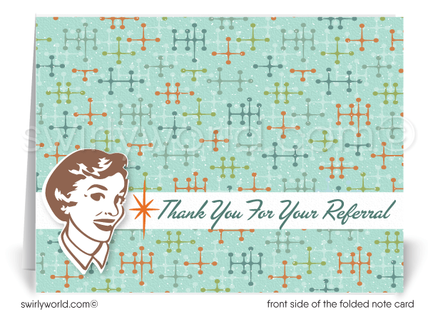 Retro Mid-Century Modern Thank You For Your Referrals Marketing For Women Realtors