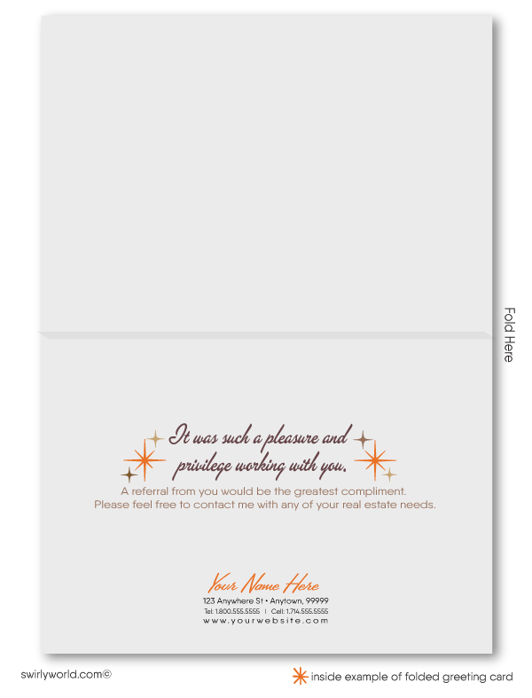 Retro Mid-Century Modern "Thank You For Your Referrals" Note Cards For Sales Marketing Realtors.