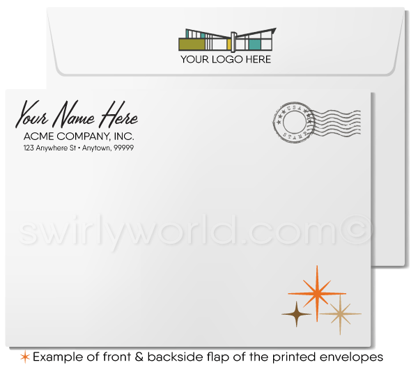 Retro Mid-Century Modern "Thank You For Your Referrals" Note Cards For Realtors