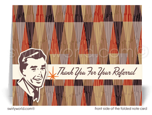 Retro Mid-Century Modern "Thank You For Your Referrals" Note Cards For Sales Marketing Realtors.