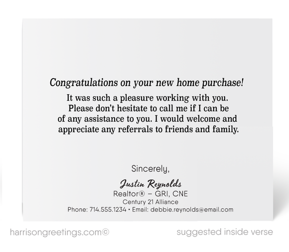 Congratulations On Your New Home Purchase Realtor Cards