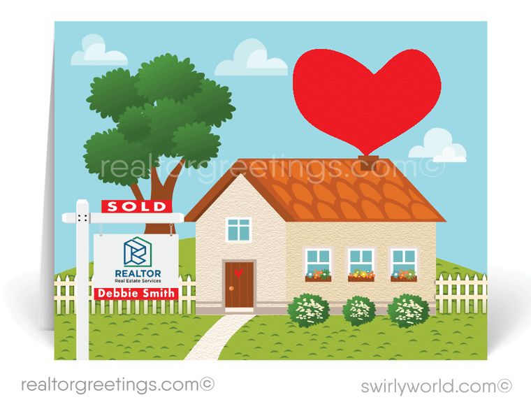 Cute Heart House Realtor Note Cards