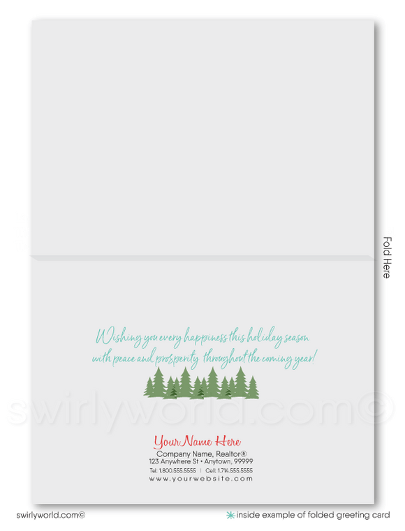 Cute Christmas House Realtor Holiday Greeting Cards for Real Estate Agents