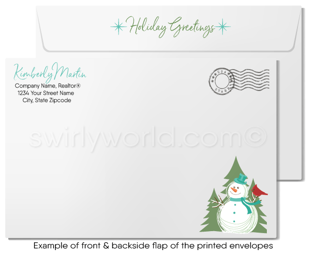 Cute Christmas House Realtor Holiday Greeting Cards for Real Estate Agents