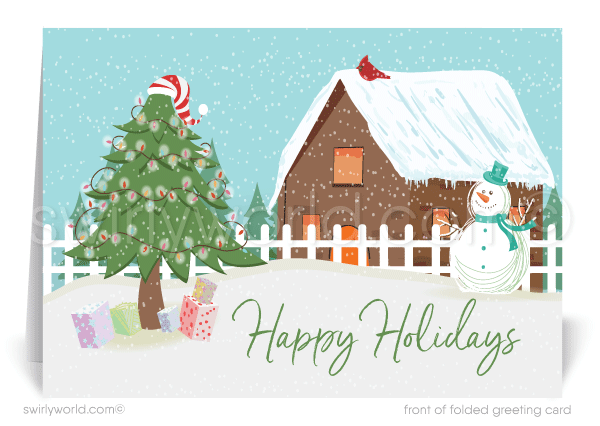 Cute Christmas House Realtor Holiday Greeting Cards for Real Estate Agents