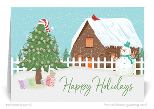 Cute Christmas House Realtor Holiday Greeting Cards for Real Estate Agents