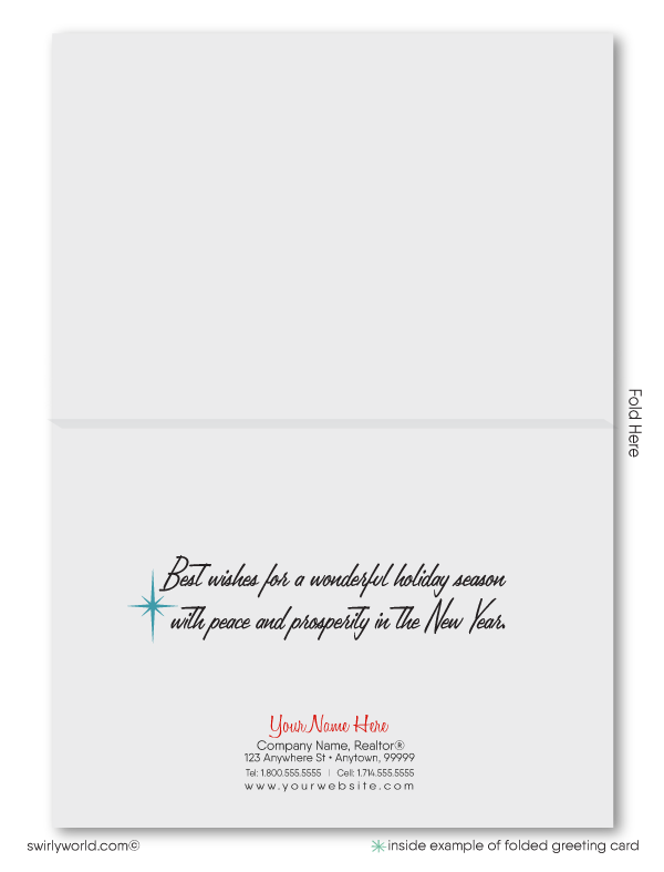 Mid-Century Style Retro Client Holiday Cards for Realtors® 