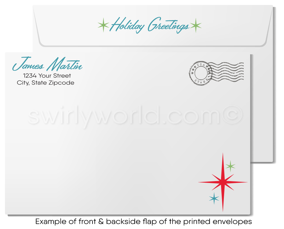 Mid-Century Style Retro Client Holiday Cards for Realtors® 