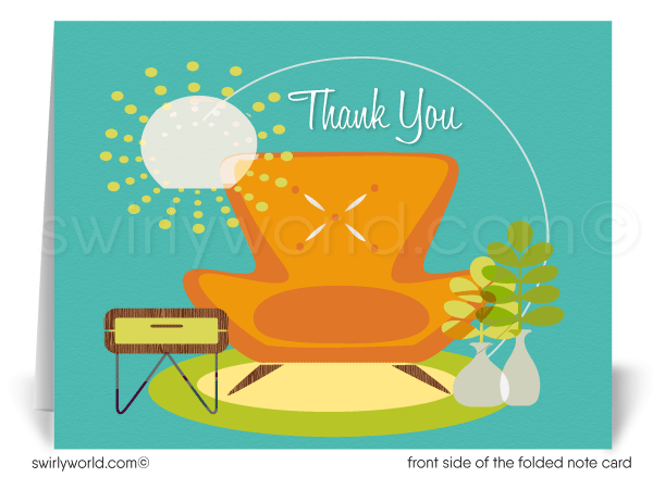 Eames Chair Mid-Century Modern Eichler Thank You Note Cards for Architects Designers.