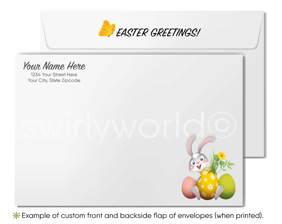 Cute Easter Bunny Business Easter Cards for Customers