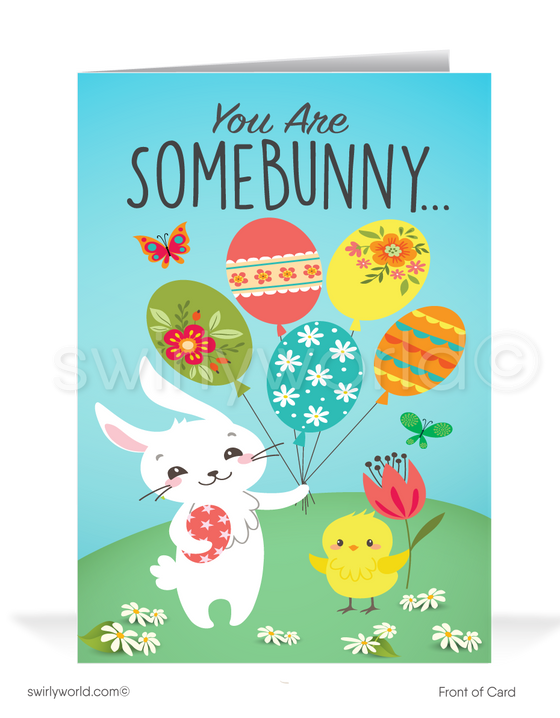Cute Business Easter Bunny Easter Cards for Customers