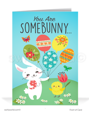 Cute Business Easter Bunny Easter Cards for Customers