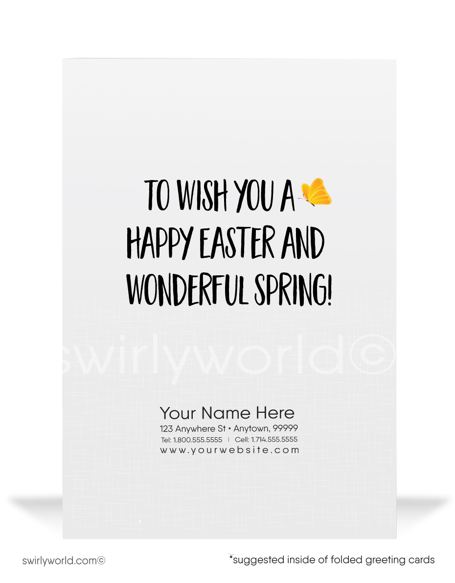 Cute Easter Bunny Business Easter Cards for Customers