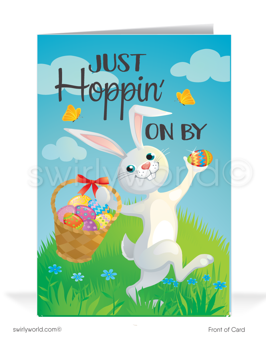 Cute Easter Bunny Business Easter Cards for Customers