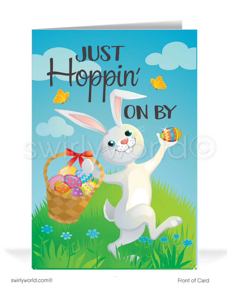 Cute Easter Bunny Business Easter Cards for Customers