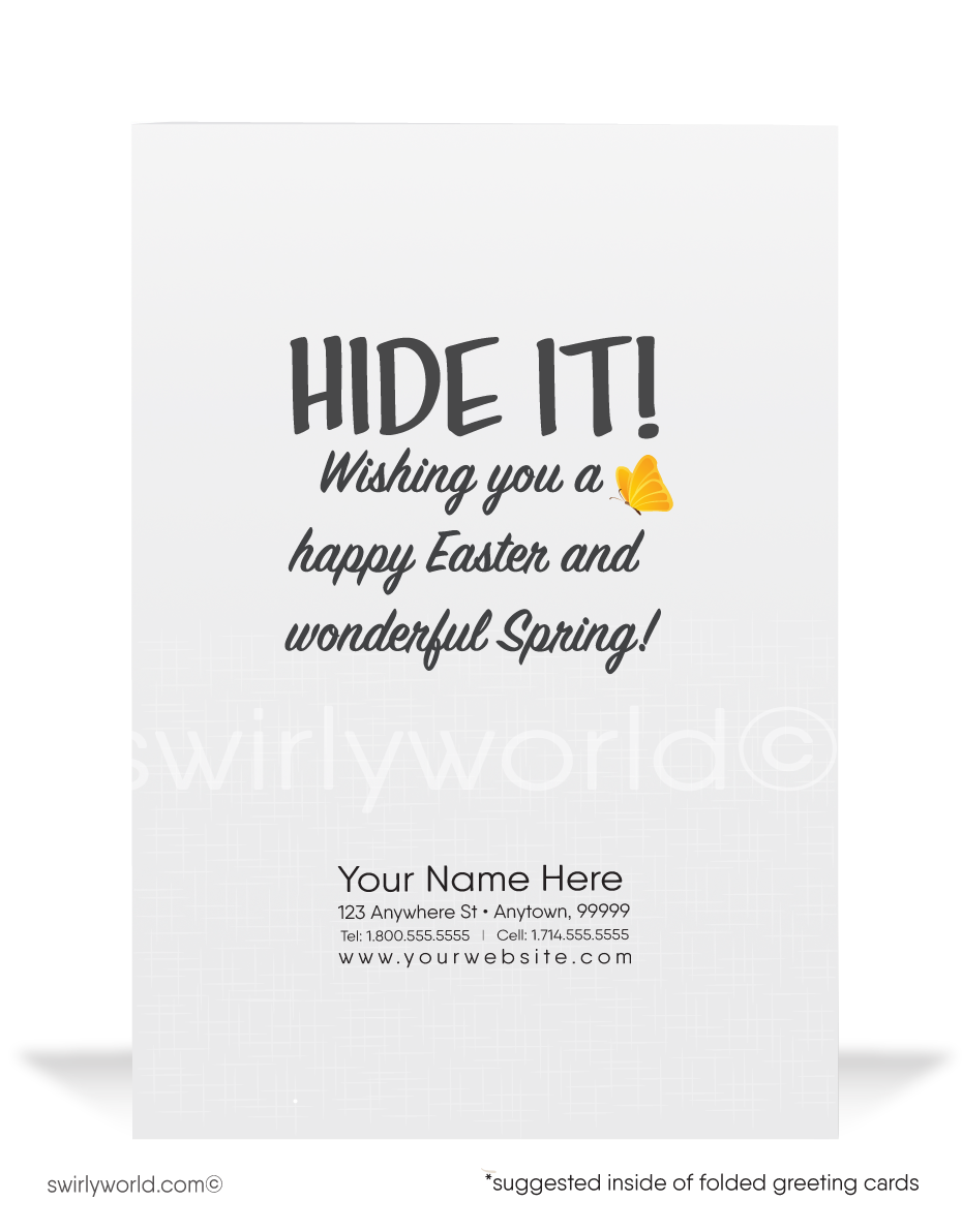 Cute Funny Cartoon Bunny happy Easter cards for business.