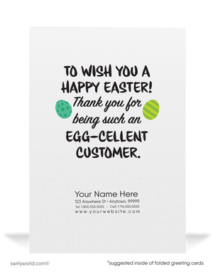 Cute Funny Bunny Business Happy Easter Cards for Customers.