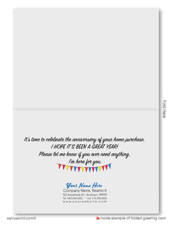 Happy Birthday to Your House Anniversary Cards for Realtors Real Estate Agents