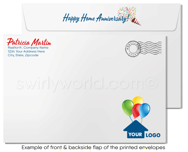 Happy Birthday to Your House Anniversary Cards for Realtors Real Estate Agents
