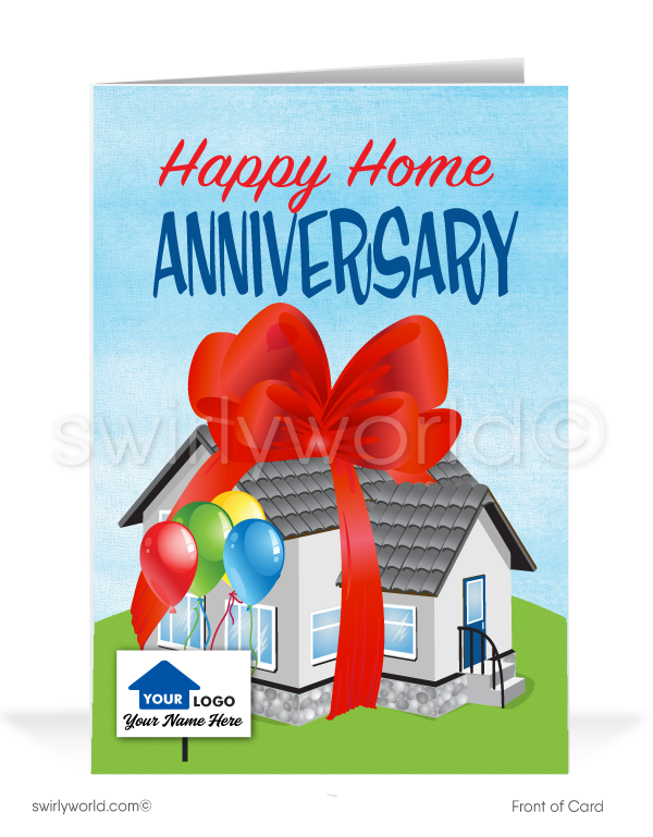 Real Estate Happy Home Anniversary Cards for Clients from Realtors.