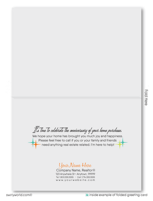 Mid-Century Modern Eichler Happy Home Anniversary Cards Marketing for Realtors®