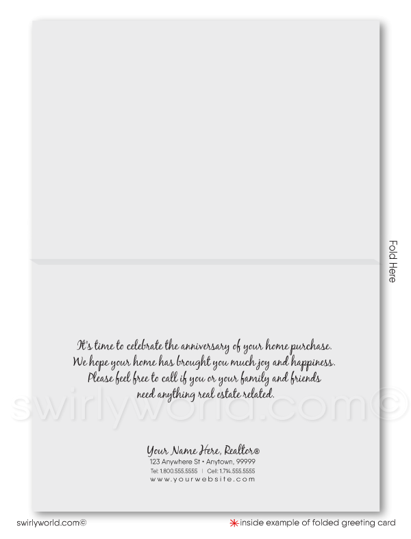 Real Estate Happy Home Anniversary Cards for Realtors®. Happy Houseaversary 1st anniversary in your new home. Realtor marketing ideas