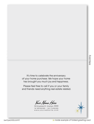 Mid-Century Modern House Palm Springs Realtor Happy Home Anniversary Client Cards