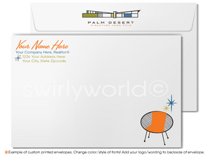 Mid-Century Modern House Palm Springs Realtor Happy Home Anniversary Client Cards