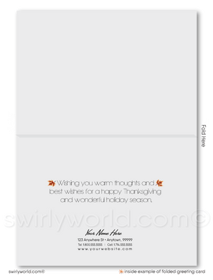 Thanksgiving Realtor Greeting Card: Autumn Street with Customizable Sign Post for Logo