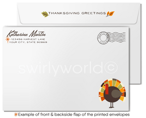 Thanksgiving Realtor Greeting Card: Autumn Street with Customizable Sign Post for Logo