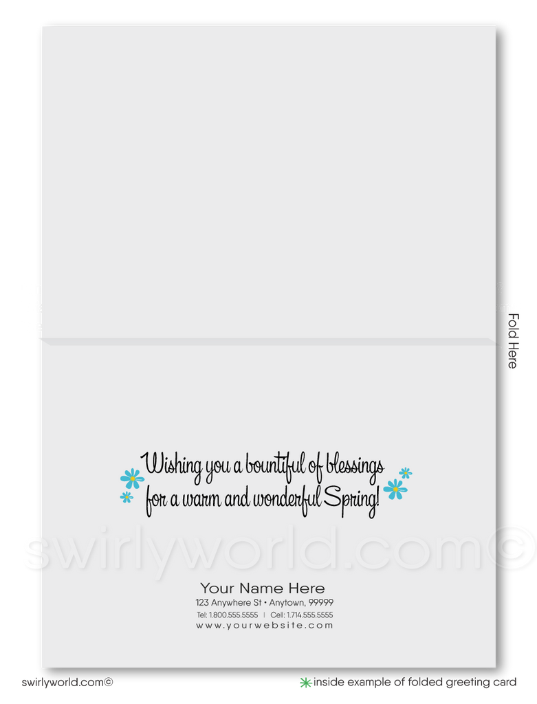 Spring Greeting Card – Watercolor Daisies with Polka Dots & Retro “Happy Spring”