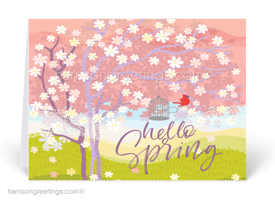 Whimsical Happy Spring Greeting Cards for Clients