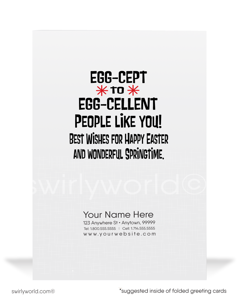 Funny Bunny Business Happy Easter Greeting Cards for Customers. Mean evil easter bunny