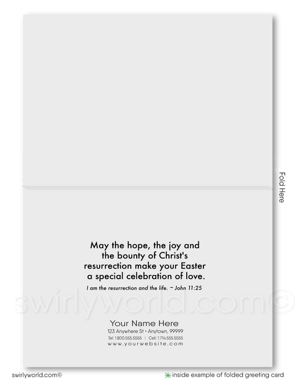 Religious Christian Happy Easter Sunday Service Cards. Retro modern happy Easter greeting card for customers.