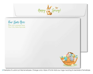 Retro Easter Spring Greeting Card – Whimsical Flowers, Painted Eggs & Realtor Signpost for Client Connections
