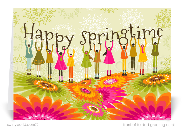 Happy Springtime Business Easter greeting cards for customers