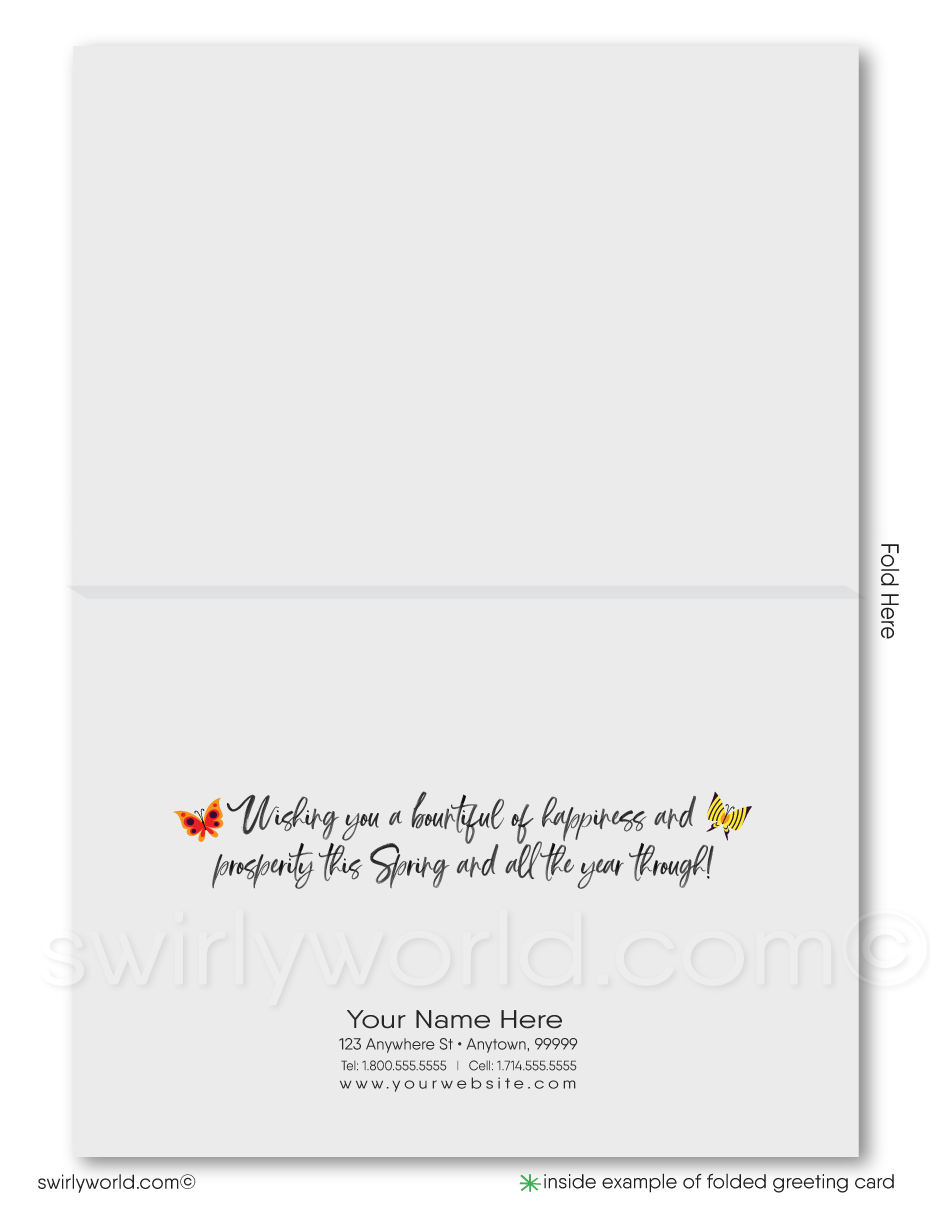 Retro Spring Greeting Card – 1960s Silhouettes with Vibrant Flowers & “Happy Springtime” Message