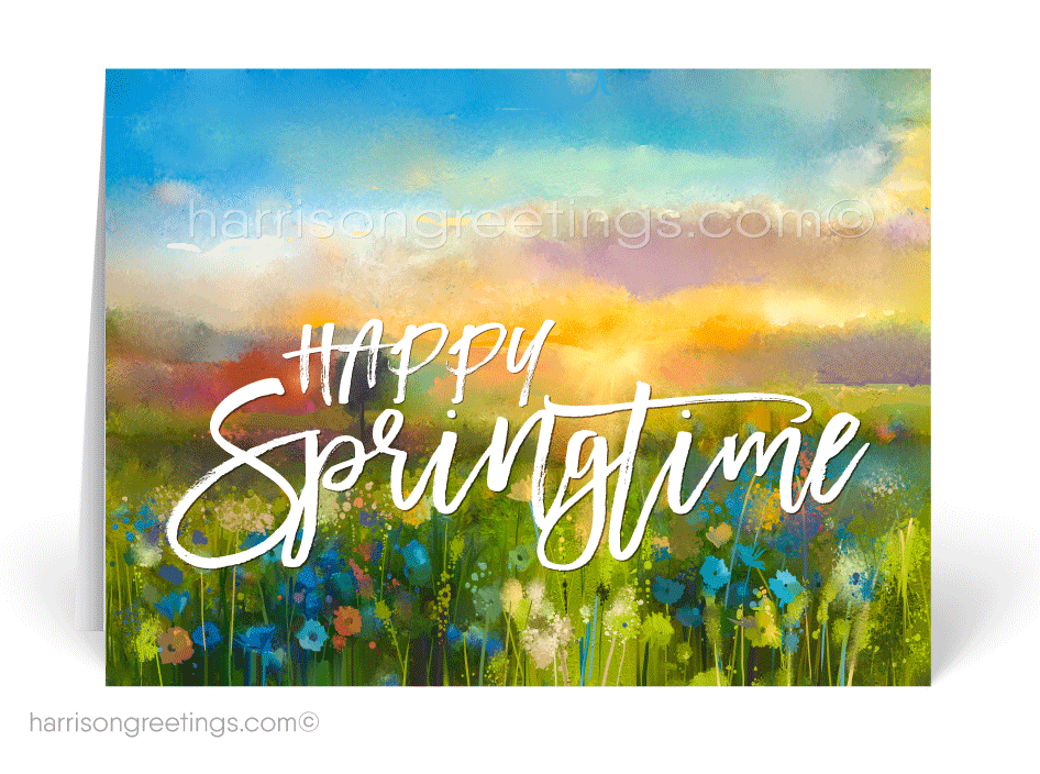 Happy Spring Watercolor Greeting Cards for Clients