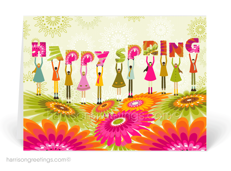 Whimsical Happy Spring Greeting Cards for Clients