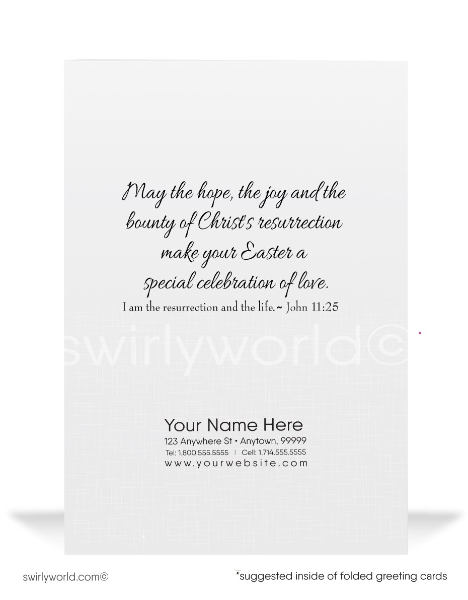 Beautiful religious stained glass Christian cross blessed happy Easter greeting cards for Church service.